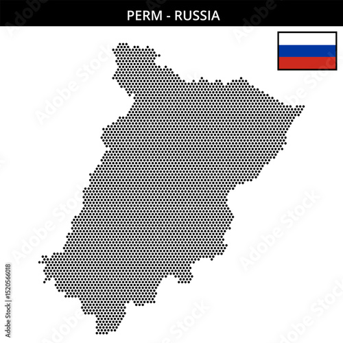 Small hexagonal dotted map of perm in Russia