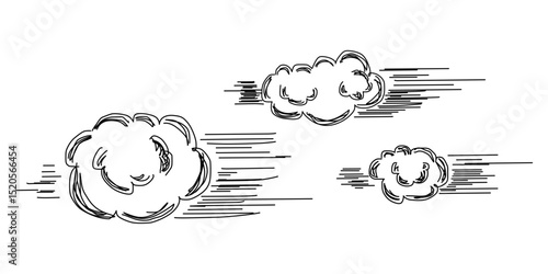 Set of line art cloud vector
