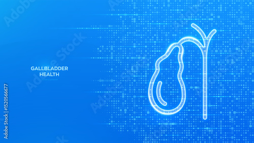 Gallbladder icon. Treatment and prevention of gallstone disease, cholecystitis, cholecystectomy, biliary dyskinesia. Blue medical background made with cross shape symbol. Vector illustration.