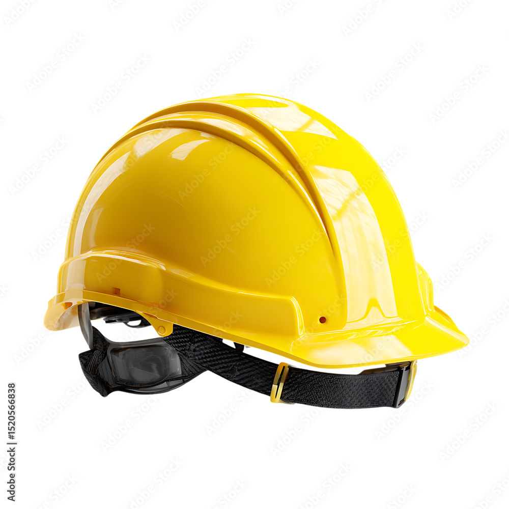 Fototapeta premium Isolated Yellow Hard Hat Safety Construction Work Equipment Protective Gear PNG Transparent Background