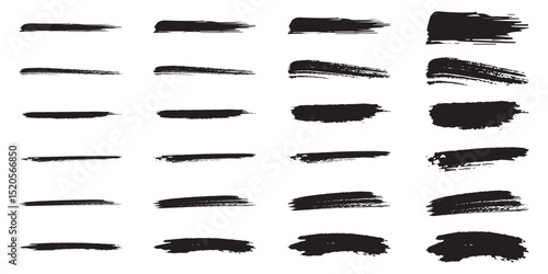 Brush strokes vector. Set of text boxes. Ink brush strokes. Grunge Brush Strokes Set. Straight line vector brush strokes. Black hand drawn stripes, smears, rough grunge thick paint line texture. 