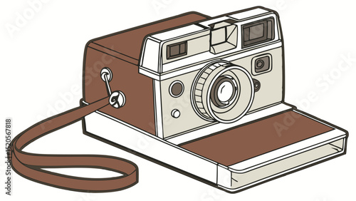 Vintage instant camera illustration for photography enthusiasts and retro camera collectors design asset