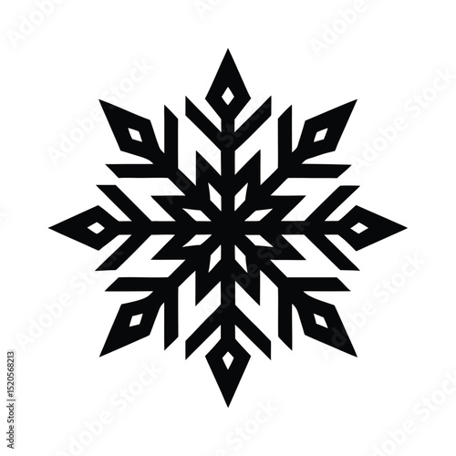 Snowflake with Symmetrical Design Winter Icon Vector Illustration