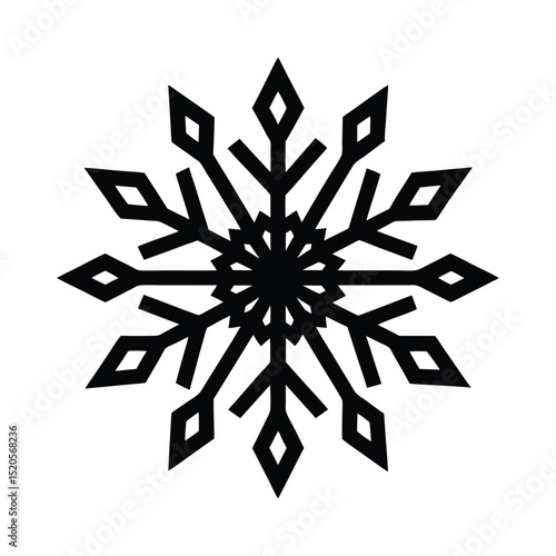 Snowflake with Symmetrical Pattern Winter Icon Vector Illustration