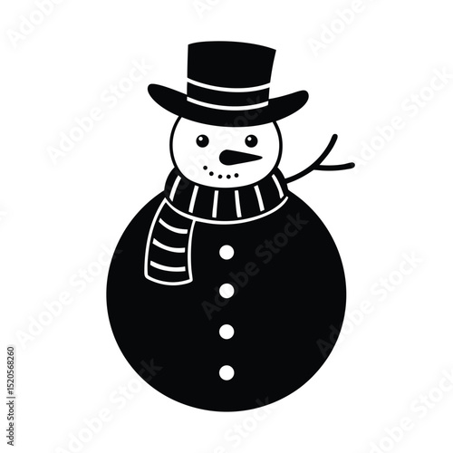 Snowman with Hat and Scarf Winter Icon Vector Illustration