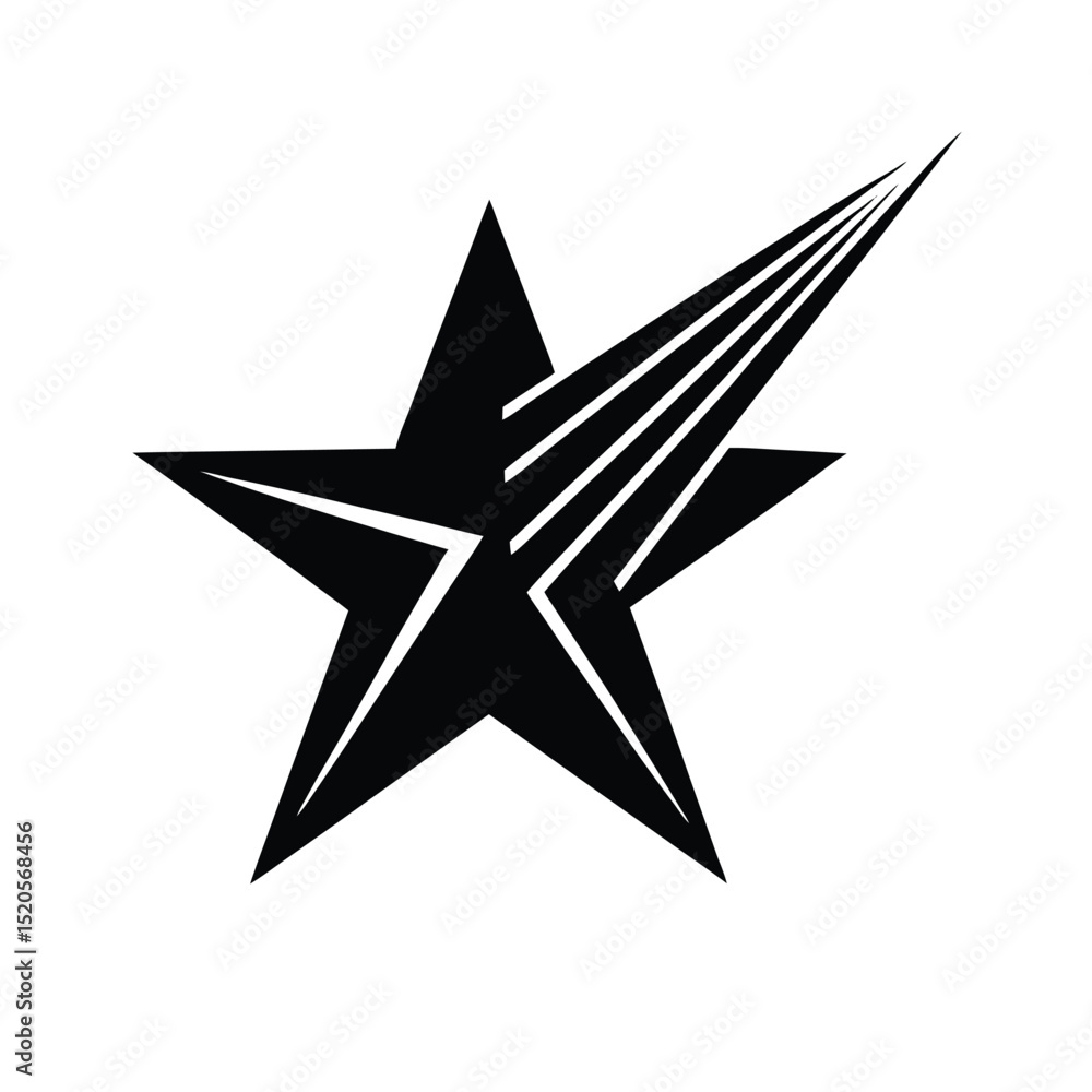 Obraz premium Star with Trail Shooting Star Icon Vector Illustration
