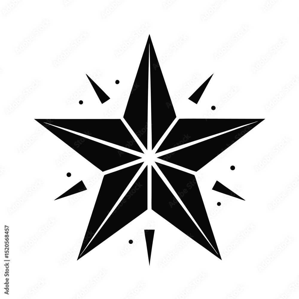 Fototapeta premium Star with Sparkles Magical Icon Vector Illustration