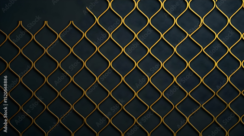 Fototapeta premium Golden Diamond Pattern Metal Grid Background