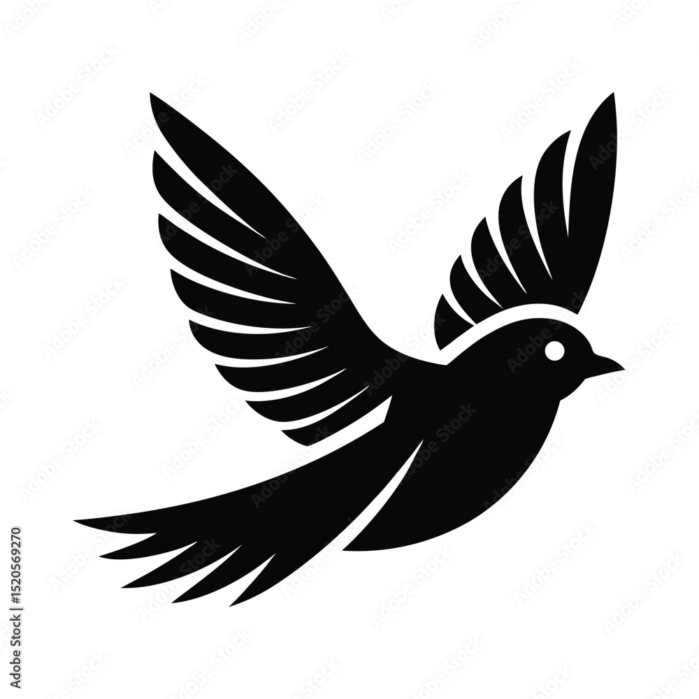 Fototapeta premium Bird Flying with Wings Spread Icon Vector Illustration