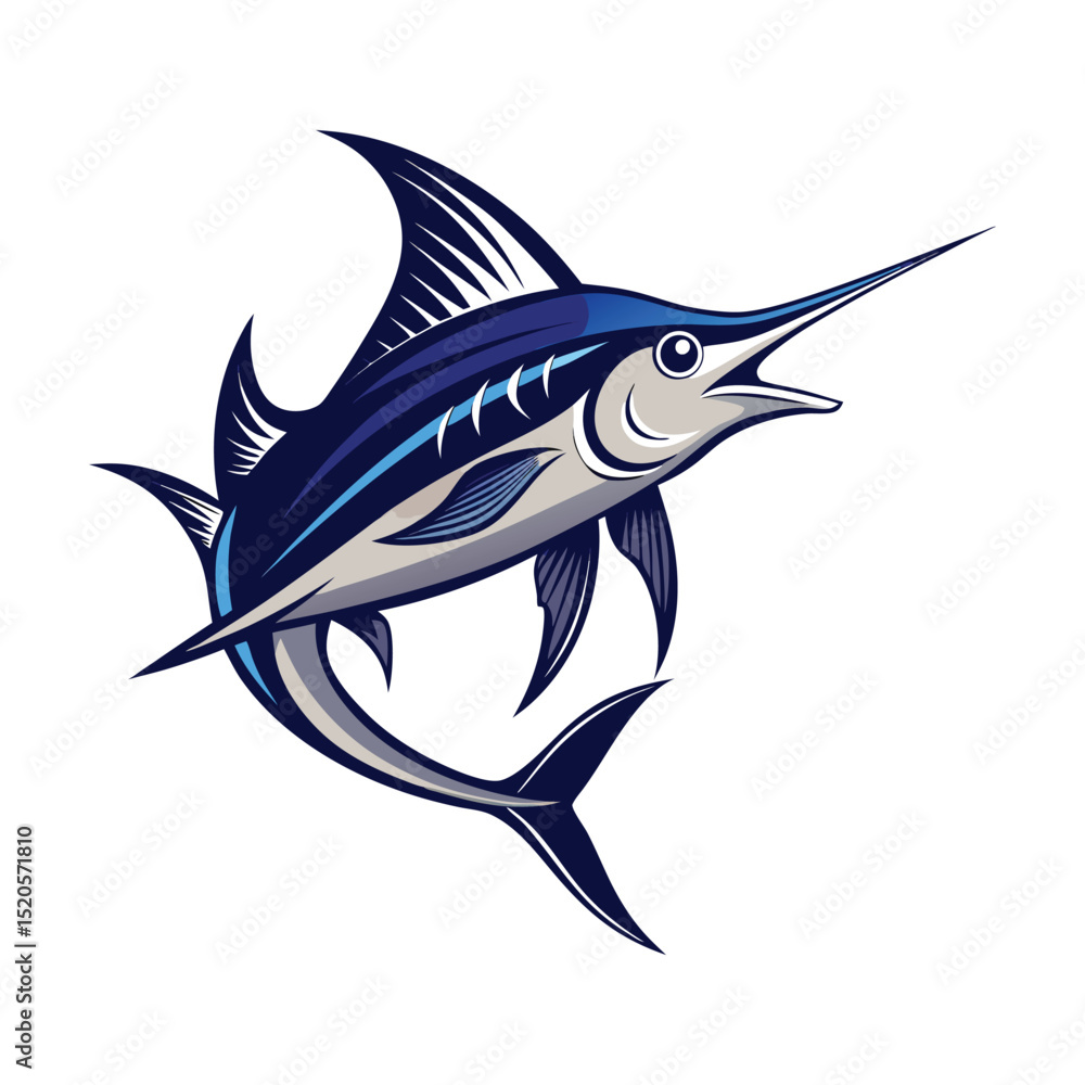 Fototapeta premium swordfish silhouette vector illustration white background 