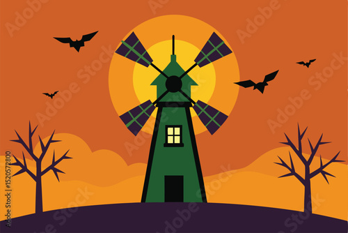 windmill in the sunset