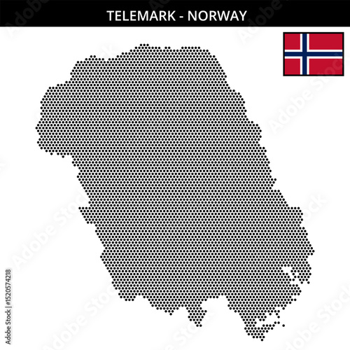 Small hexagonal dotted map of telemark in Norway