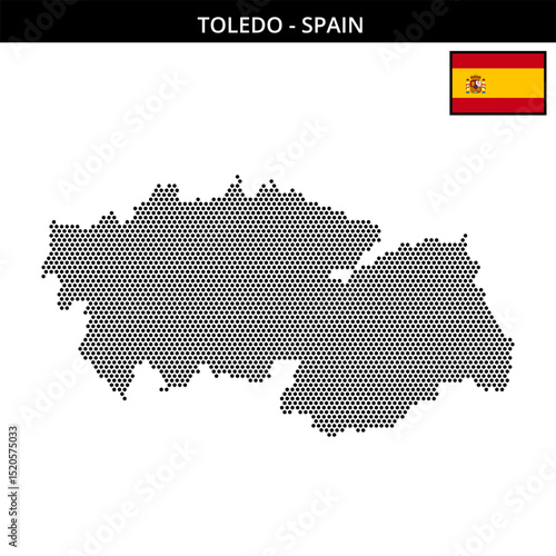 Small hexagonal dotted map of toledo in Spain