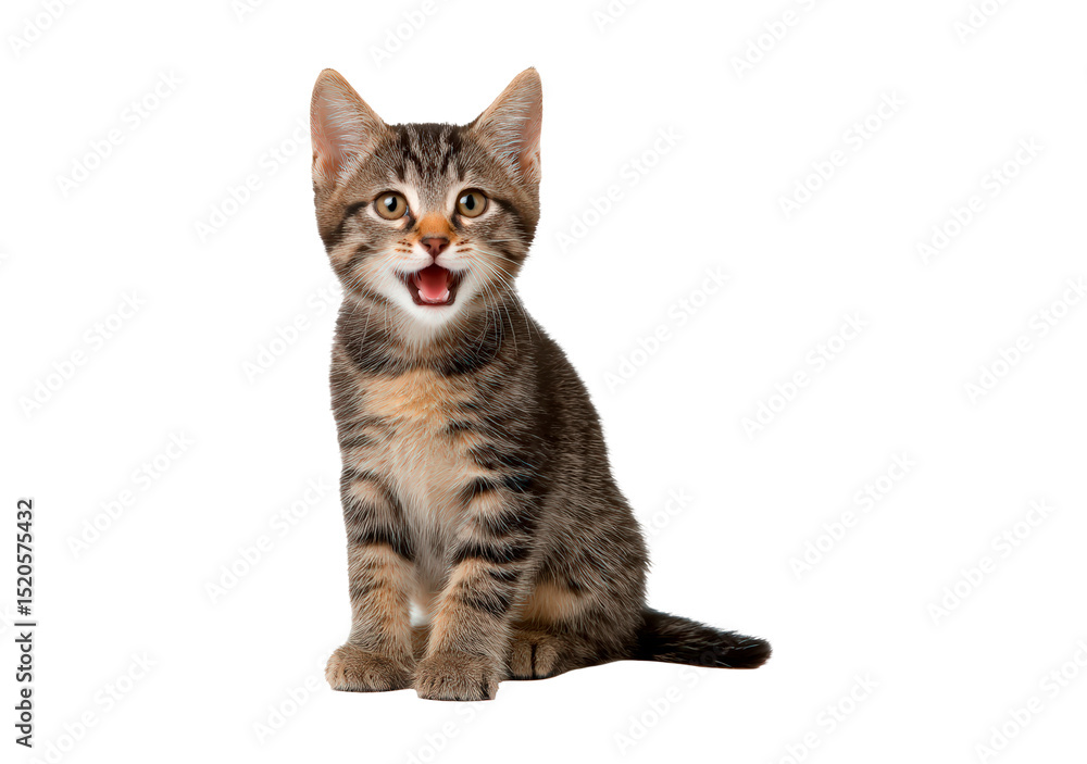 Cute kitten sitting on transparent background, PNG Cute kitten sitting on transparent background, PNG