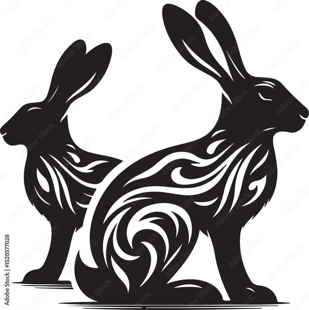 Obraz premium Hare silhouette black vector