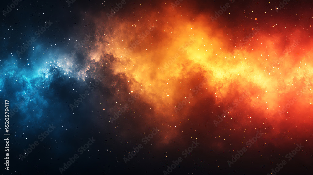 Cosmic nebula background with blue and orange galactic clouds deep space celestial scenery Cosmic nebula background with blue and orange galactic clouds deep space celestial scenery