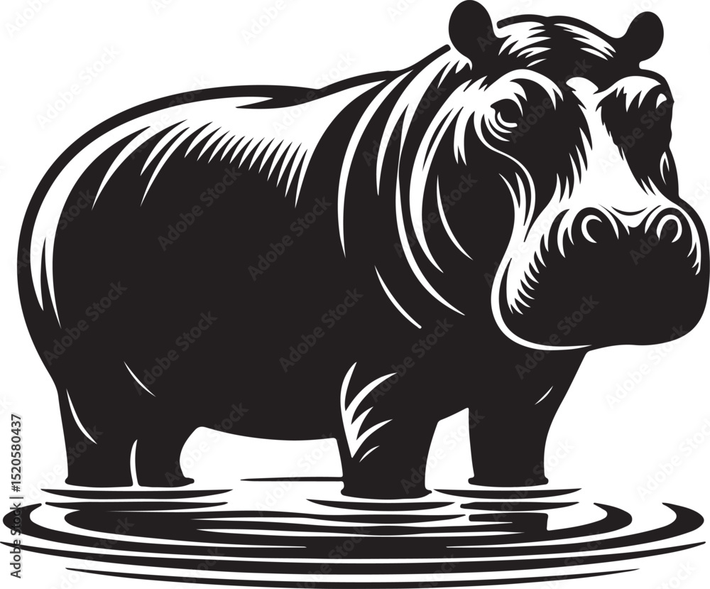 Obraz premium Hippopotamus black vector