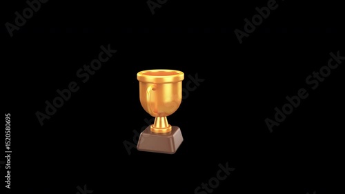 Golden trophy cup symbolizes achievement, competition, and success in sports, business, or awards with alpha channel.