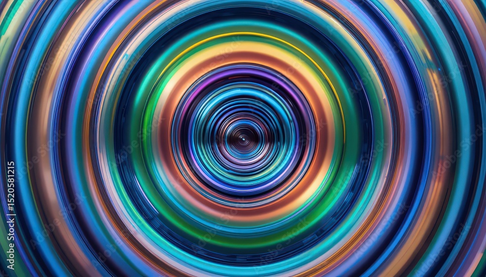 Colorful concentric circles pattern with blue green and gold hues creating a hypnotic effect Colorful concentric circles pattern with blue green and gold hues creating a hypnotic effect