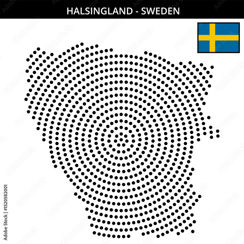 Fototapeta premium Big circular dotted map of halsingland in Sweden