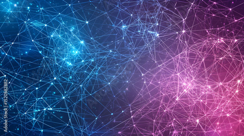 Abstract Digital Design Background With Glowing Lines And Dots