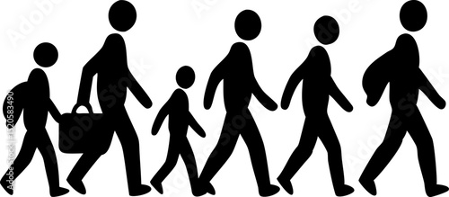 Silhouette Crowd Vector Illustration Depicting Resettlement or Migration with a Diverse Group of People in a Minimalist Style Design