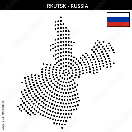 Big circular dotted map of Irkutsk in Russia