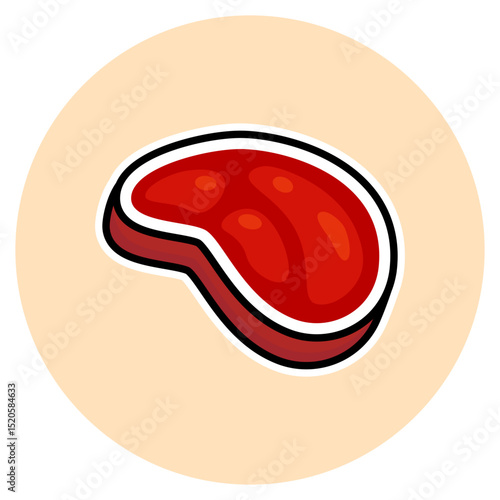 A detailed icon of a fresh red meat slice, perfect for use in food, butcher, and culinary designs.