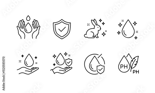 Skincare and Product Certification Icons: Emphasizing Safety, Cruelty-Free, and Gentle Formulas.