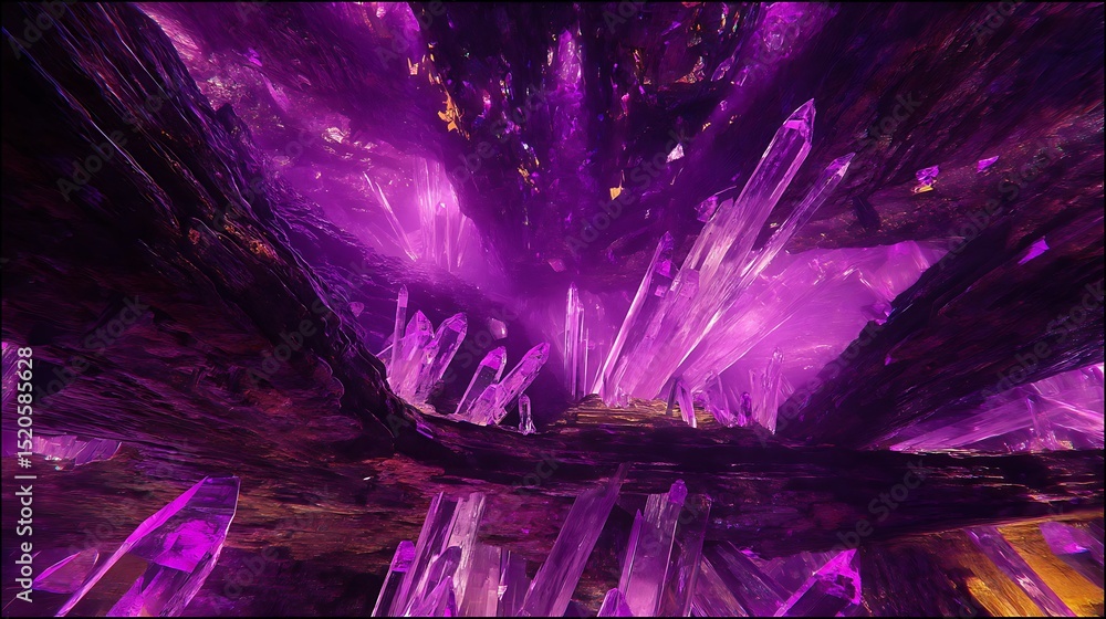 Amethyst cave glittering crystals radiant purple Amethyst cave glittering crystals radiant purple