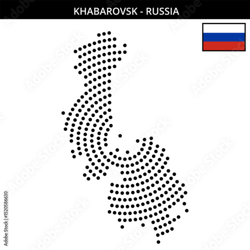 Big circular dotted map of Khabarovsk in Russia