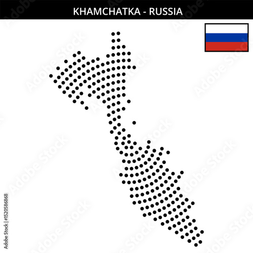 Big circular dotted map of khamchatka in Russia
