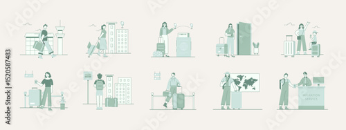Migration illustration set. Flat. vector illustration concept.