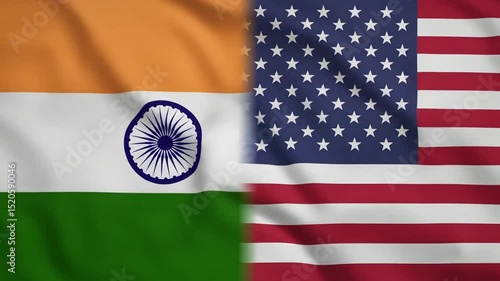 India and america flags together