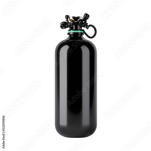 Sleek Black CO2 Cylinder with Pressure Regulator Ideal for Beverage Dispensing Systems