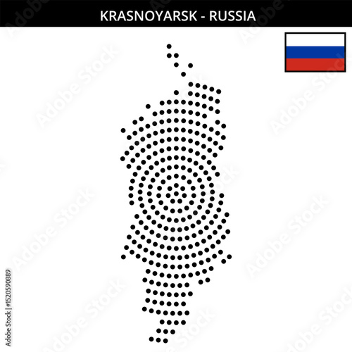 Big circular dotted map of krasnoyarsk in Russia