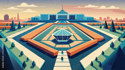 Vector illustration of parliament house canberra australia