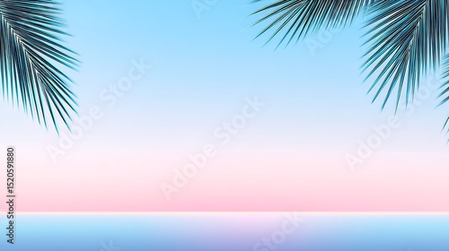 Palm fronds serene gradient summer scene