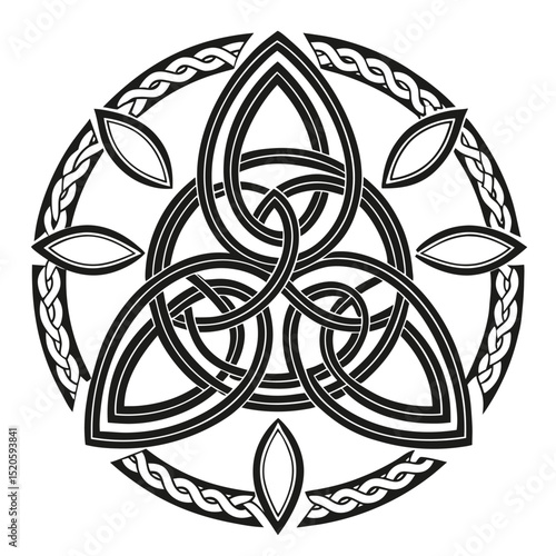 Intricate black and white celtic knot design representing spirituality and ancient traditions