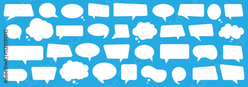 Set of comic speech bubbles. Talk bubble. Cloud speech bubbles collection. Cartoon bubble balloon text, cartoon chatting box, message box. Cartoon retro comic element vector illustration