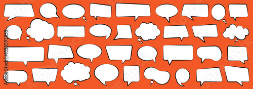 Speech Bubbles set. Quote box frame set. Black speech bubble collection. speech bubble comic signs. Collection of speech bubbles or dream clouds for dialog. Vector illustrator
