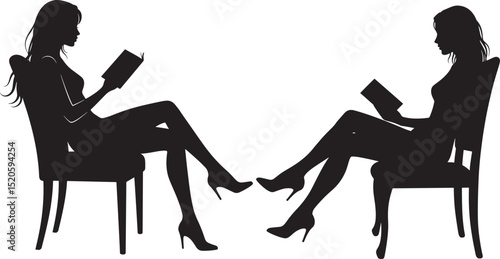 Girl reading book quiet study peaceful learning vector illustration