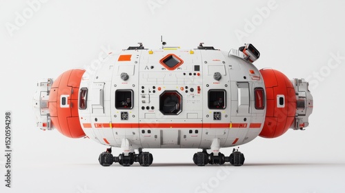 Fototapeta Naklejka Na Ścianę i Meble -  A sleek and advanced futuristic docking station with a modular design featuring various scientific and technological components for space and research