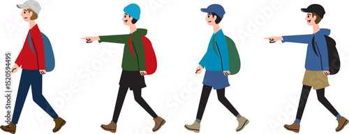 色とりどりな格好で歩く山ボーイ