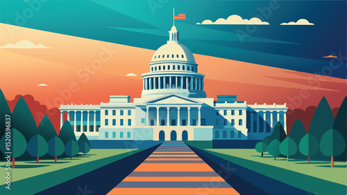 Washington dc capitol building illustration vector image
