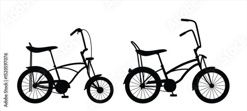 Vintage Lowrider Bicycles Vector. Low Rider Bicycle Illustration Set, Black and White Silhouettes. Collection of Different Lowrider Bicycles, Perfect for Logos, Designs, and More.