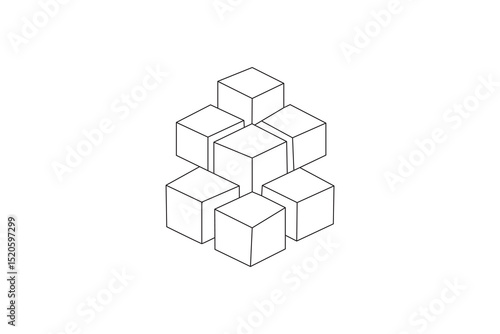 Stacked isometric cubes optical geometric  illusion line art details