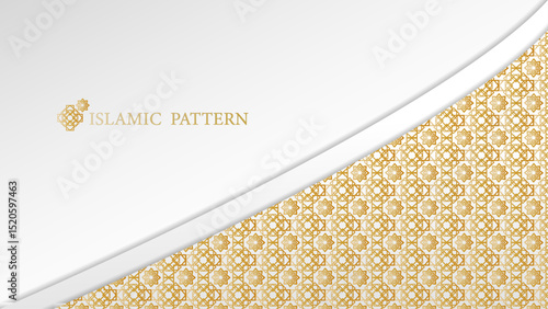 Islamic luxury white and golden background with decorative pattern