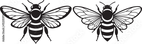 Stylized honeybee insect pollination flying nature vector illustration