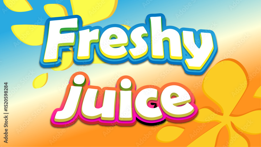 Fototapeta premium Cartoon Cute Freshy Juice Vector Fully Editable Smart Object Text Effect